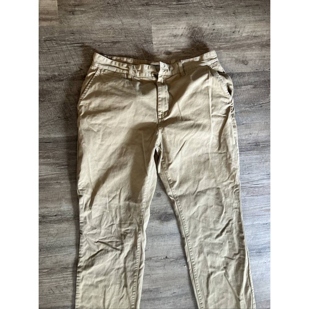 Taylor Stitch The Foundation Democratic Pants Organic Khaki Chino 34 READ Hole - Picture 2 of 13